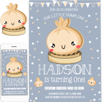 Dumpling Birthday invitation 
