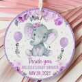 Editable Purple Elephant Baby Shower tag