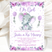 Girl Baby Shower chip bag with Purple Elephant